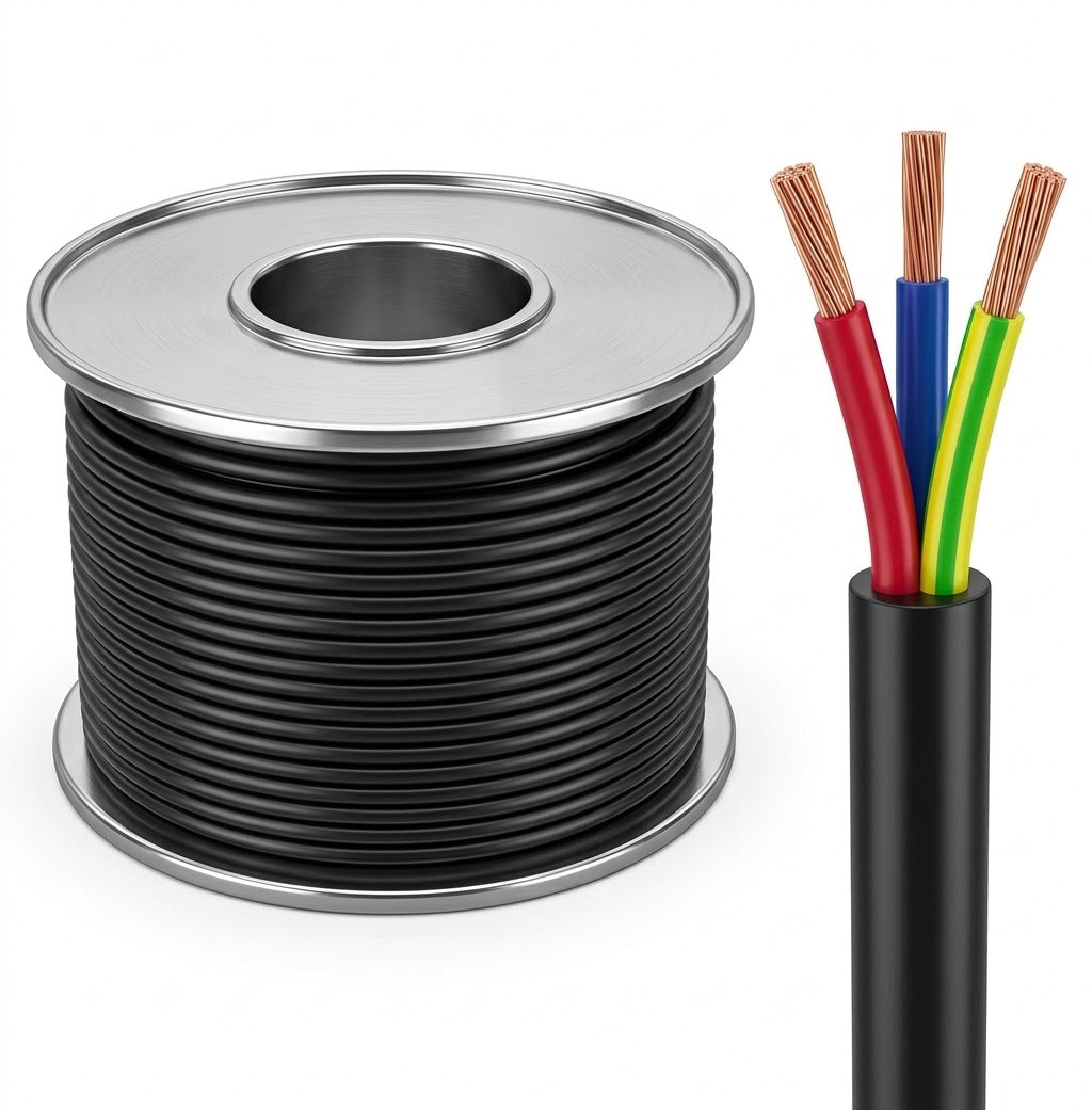 1.5mm² 3-core electrical cable with live, neutral and earth conductors, sold per metre - Canopy Man