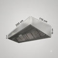 200cm commercial kitchen extraction canopy in 430 stainless steel, 110cm deep - Canopy Man