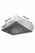 250x110x50 cm extraction canopy reflective interior and ventilation slats 