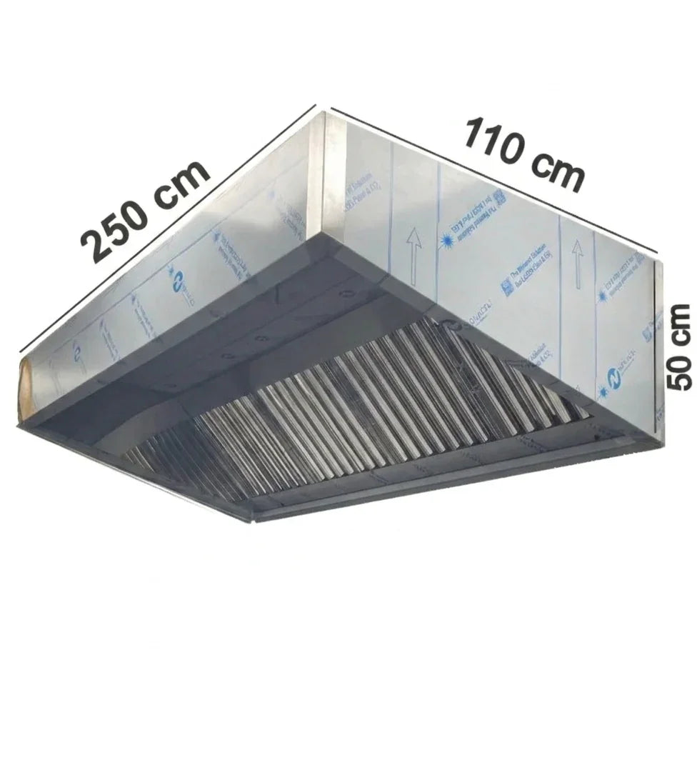 250x110x50 cm extraction canopy reflective interior and ventilation slats 