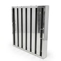 Stainless steel ventilation grille with vertical slats and side handles, ideal for HVAC systems
Baffle Grease Filters