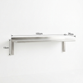 A minimalist brushed stainless steel wall shelf with dimension annotations showing a length of 100cm, a width of 35cm, and a height of 15cm against a plain white background.