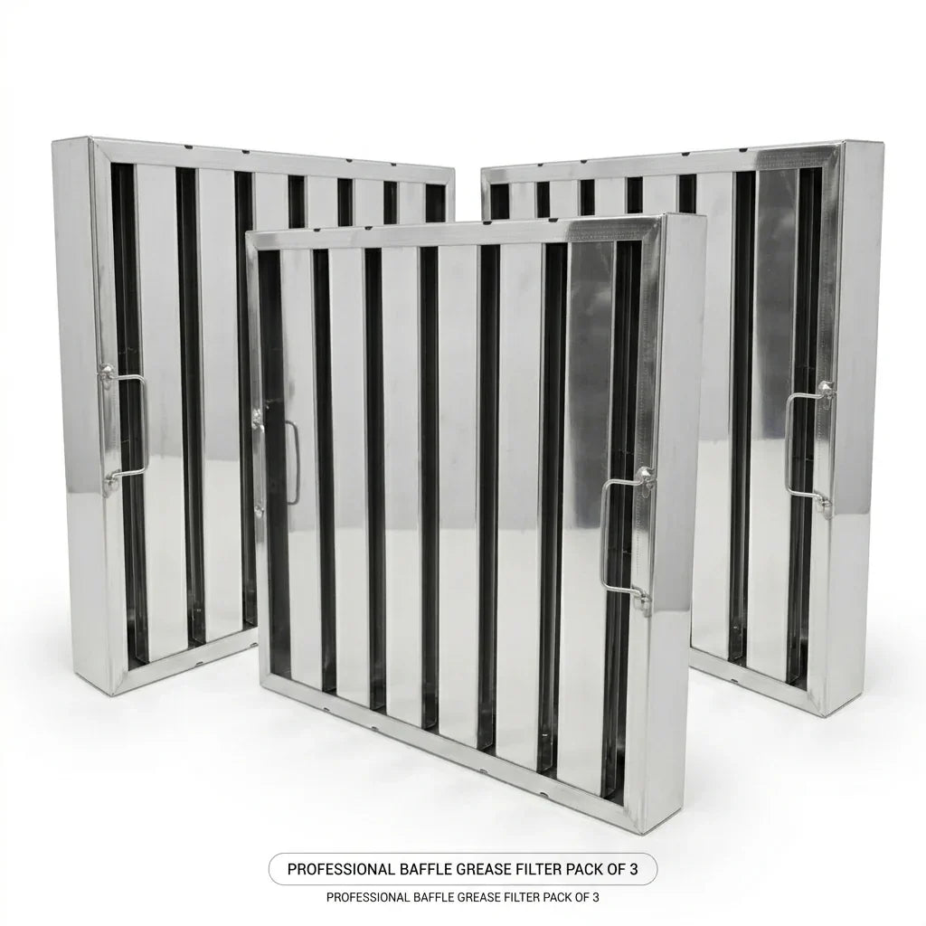 Professional baffle grease filter pack of 3, stainless steel kitchen hood filters