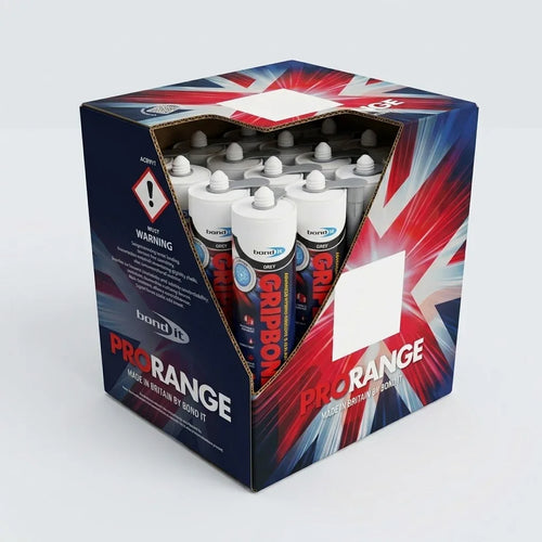 Bond It GripBond Pro grey sealant, box of 12 x 310ml tubes - Canopy Man