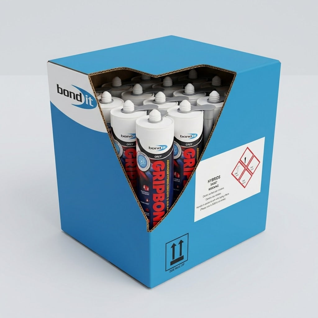 Bond It GripBond Pro grey sealant, box of 12 x 310ml tubes (second box design) - Canopy Man