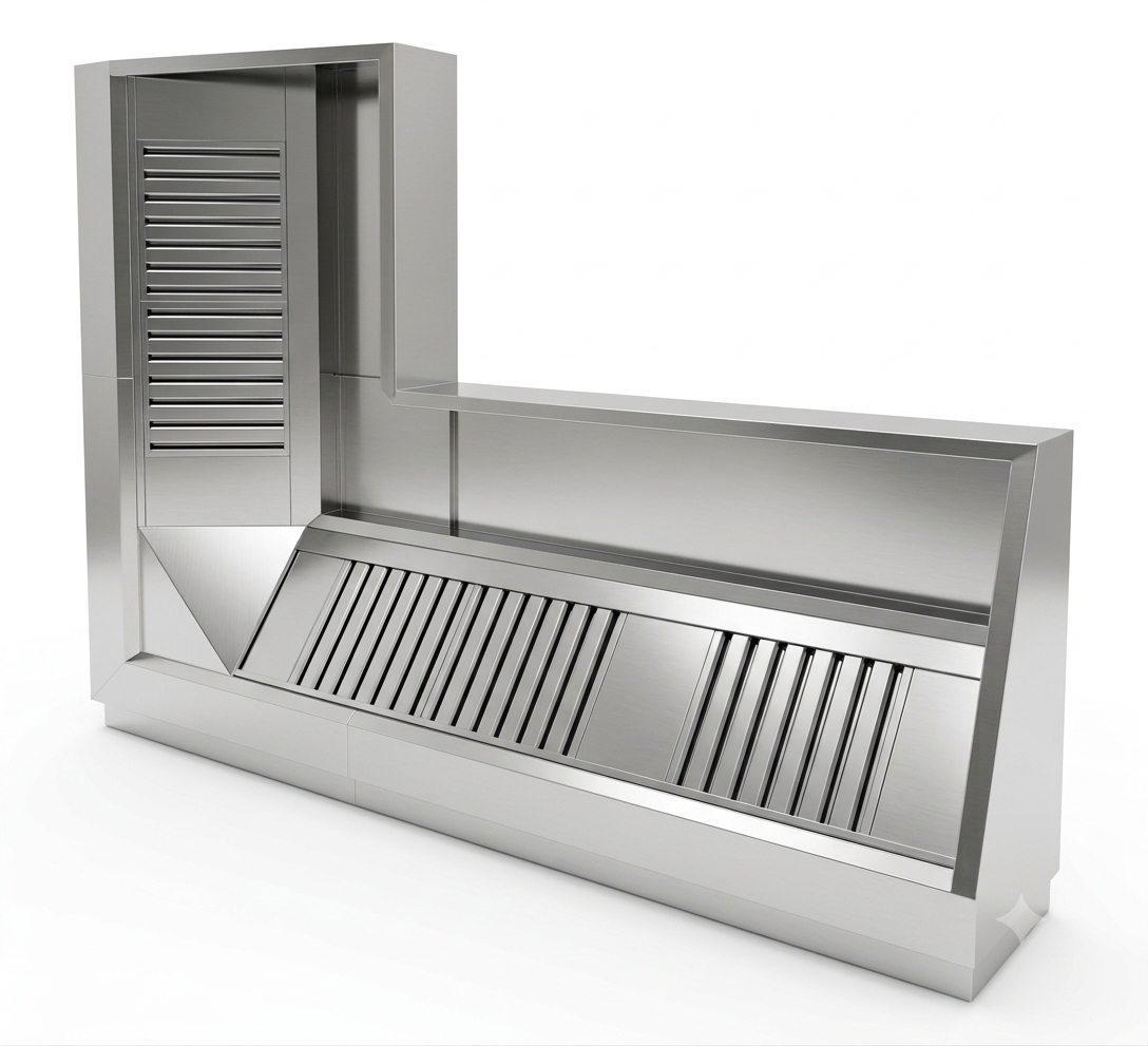 Commercial L-Shaped Stainless Steel Extraction Canopy