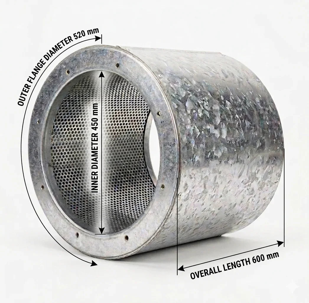 Flanged duct attenuator silencer (view 3) - Canopy Man