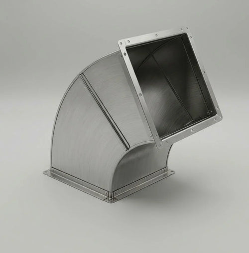 Galvanised steel 45-degree rectangular duct elbow made to DW144 - Canopy Man