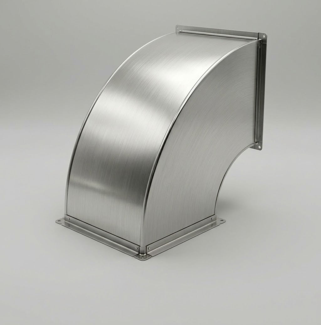 Galvanised steel 90-degree rectangular duct elbow made to DW144 - Canopy Man