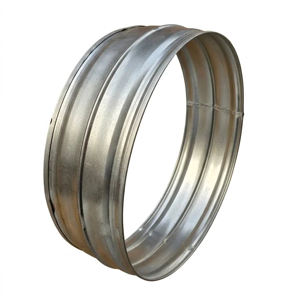 Galvanised steel male duct coupler with centre bead stop for joining spiral ducting - Canopy Man