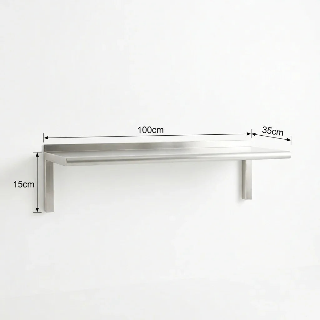 Stainless steel 430 grade kitchen wall shelf, 35cm deep - Canopy Man